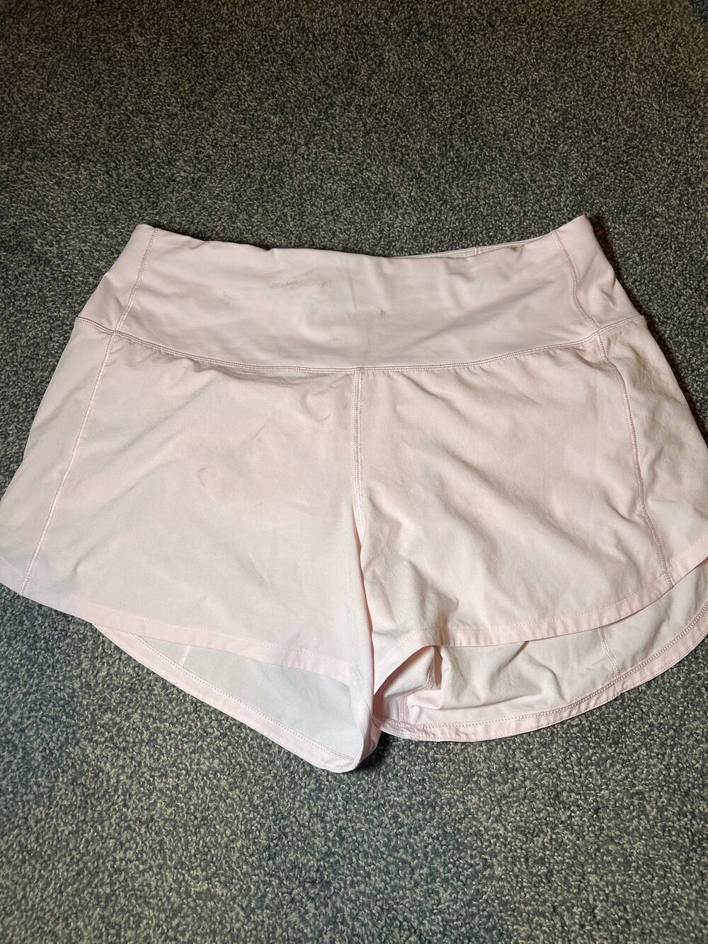 Lululemon Speed Up Shorts Long 4” Inseam pink  Size 8 have a couple stains